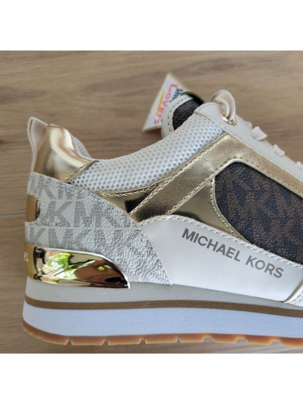 🤩 Michael Kors Wilma Trainer Sz 5.5 Womens Sneakers Brown Gold Casual ComfShoes - Picture 11 of 12